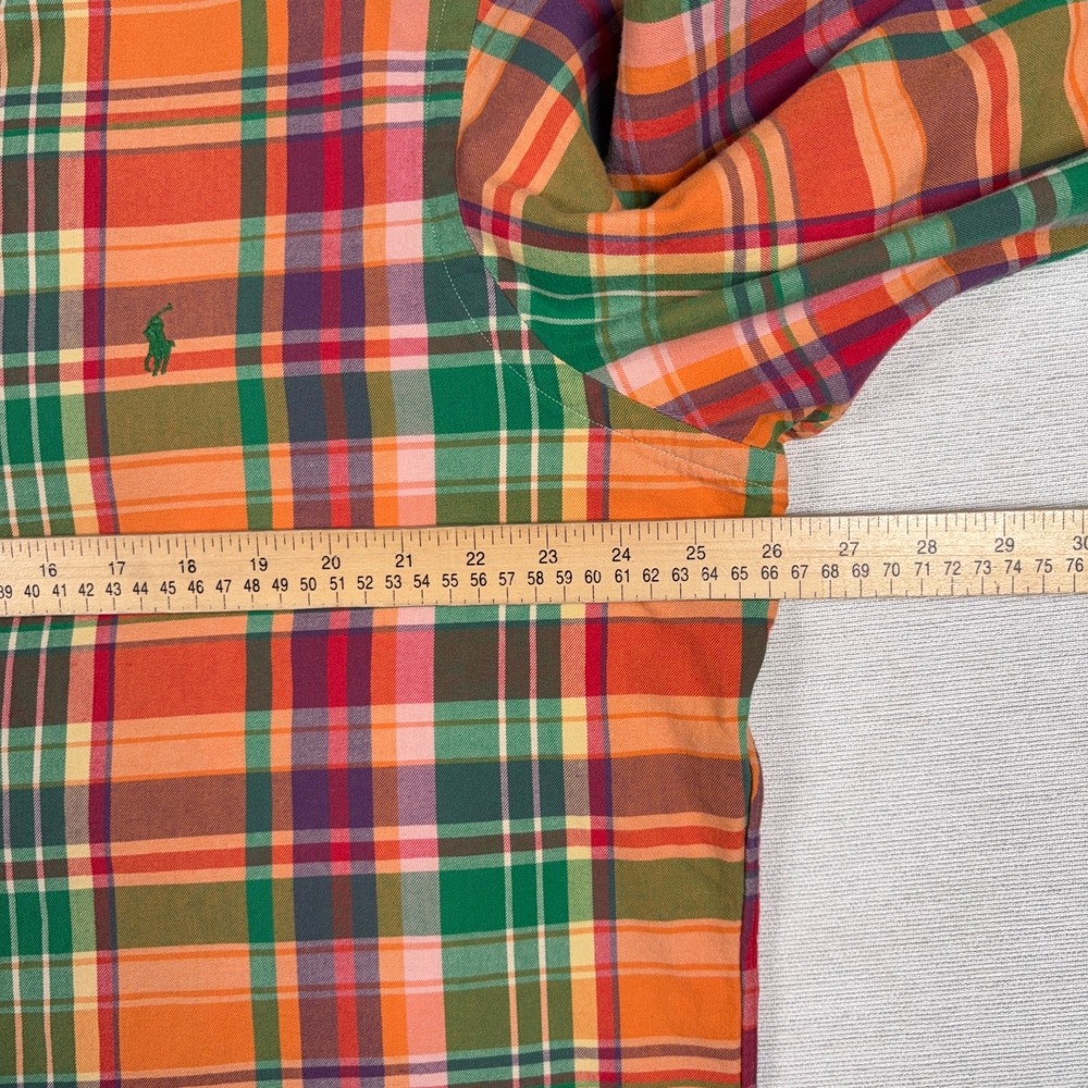 Ralph Lauren Classic Fit Shirt Mens XL Orange Green Cotton Long Sleeve Button - Picture 7 of 12